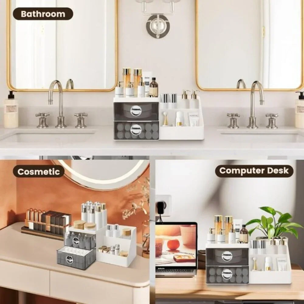 Makeup Organizer with Clear Drawers, Large Vanity Storage for Skincare & More